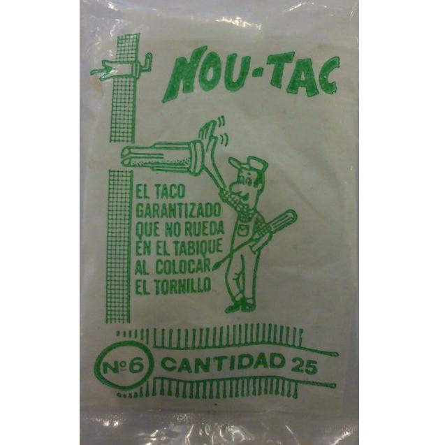 Bolsa 25 Tacos Plastico Blanco de 6 mm.